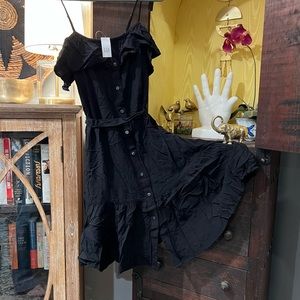 NWT Gap ruffle button down sundress dress black medium